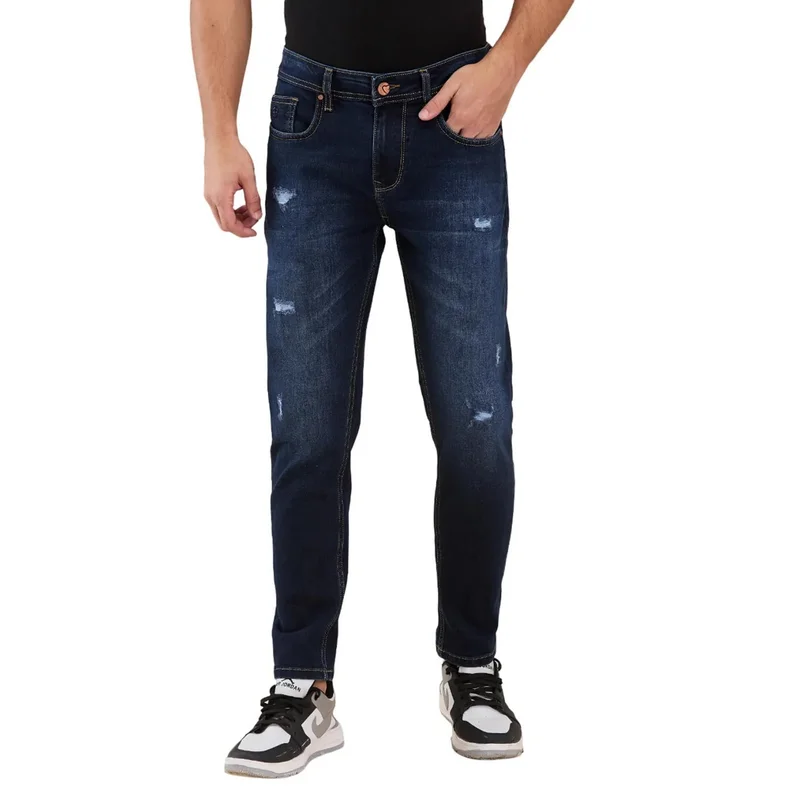 Being Human DARK TONE Men Classic Slim Fit Mildly Distressed Light Fade Stretchable Jeans for Men | Best Price UAE