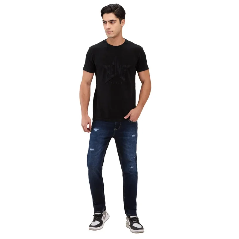 Being Human DARK TONE Men Classic Slim Fit Mildly Distressed Light Fade Stretchable Jeans for Men | Best Price UAE