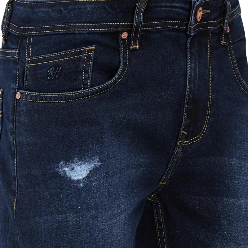 Being Human DARK TONE Men Classic Slim Fit Mildly Distressed Light Fade Stretchable Jeans for Men | Best Price UAE