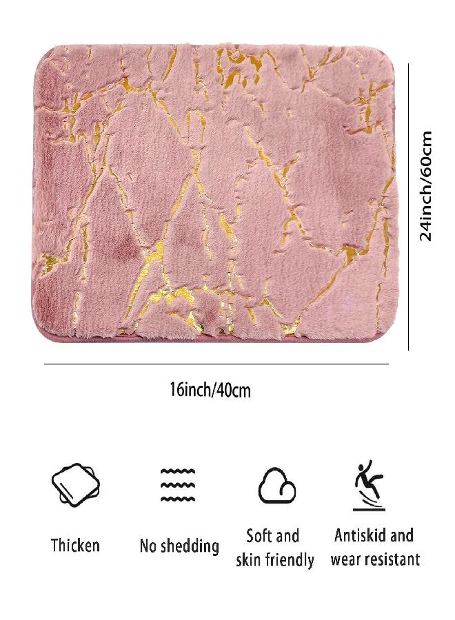Eanpet Eanpet Marble Bathroom Rugs Nonslip Pink Bathroom Mats Ultra Soft Washable Bath Mats for Bathroom Floor Mats Carpet Water Absorbent Shower Rug Decoration for Kitchen Bedroom Living Room - Image 5