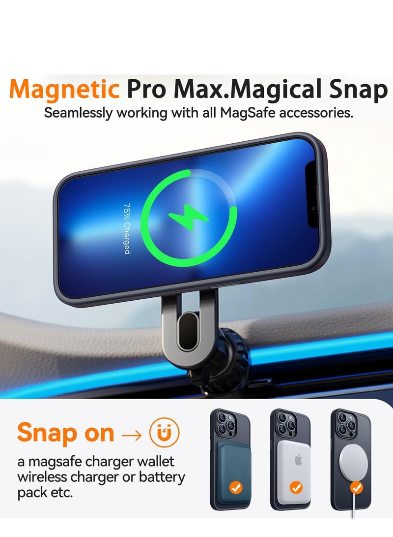 ثسؤشسث غطاء مغناطيسي لهاتف آيفون 13 برو ماكس 6.7 بوصة، متوافق مع MagSafe، غطاء خلفي نحيف شفاف متجمد مقاوم للصدمات أسود - Image 3