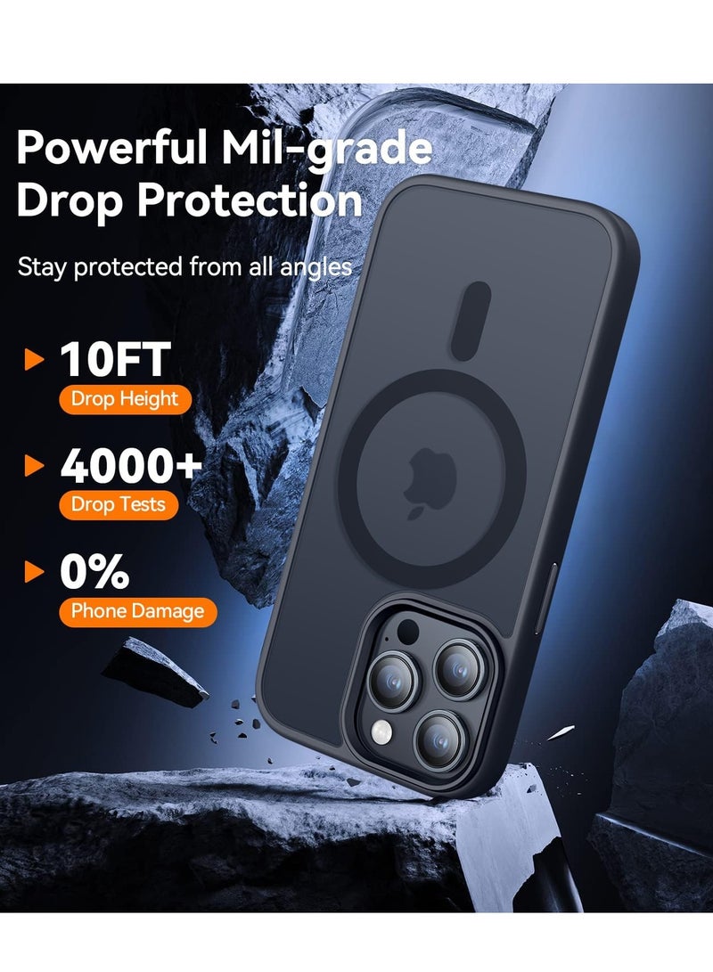 ثسؤشسث غطاء مغناطيسي لهاتف آيفون 13 برو ماكس 6.7 بوصة، متوافق مع MagSafe، غطاء خلفي نحيف شفاف متجمد مقاوم للصدمات أسود - Image 4