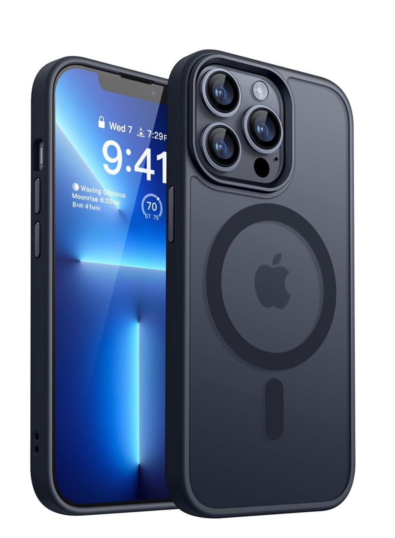 ثسؤشسث غطاء مغناطيسي لهاتف آيفون 13 برو ماكس 6.7 بوصة، متوافق مع MagSafe، غطاء خلفي نحيف شفاف متجمد مقاوم للصدمات أسود - Image 1