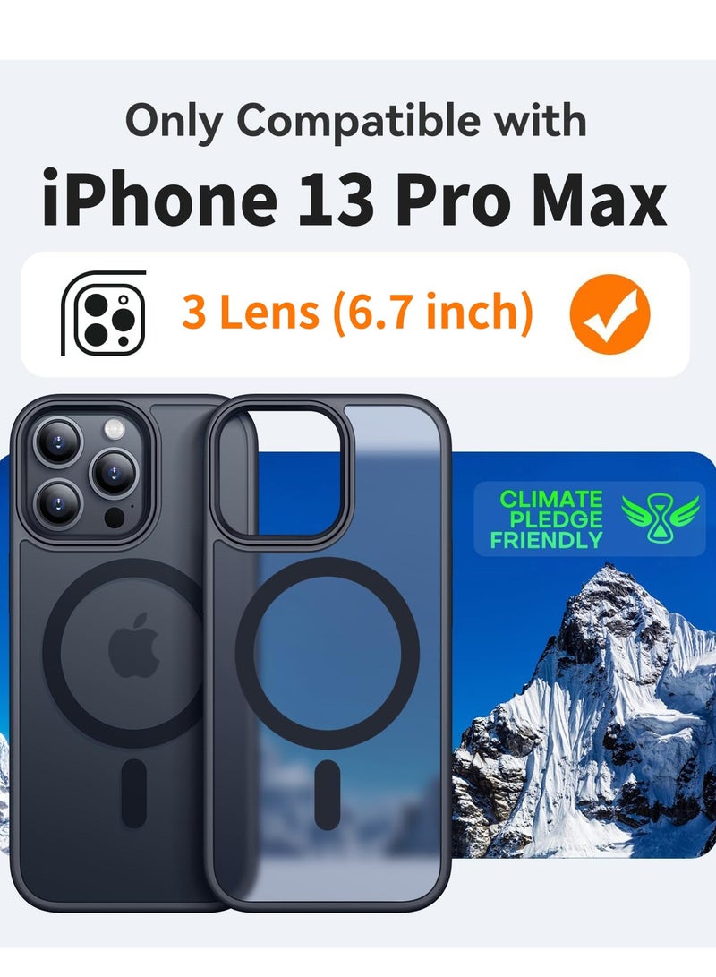 ثسؤشسث غطاء مغناطيسي لهاتف آيفون 13 برو ماكس 6.7 بوصة، متوافق مع MagSafe، غطاء خلفي نحيف شفاف متجمد مقاوم للصدمات أسود - Image 2