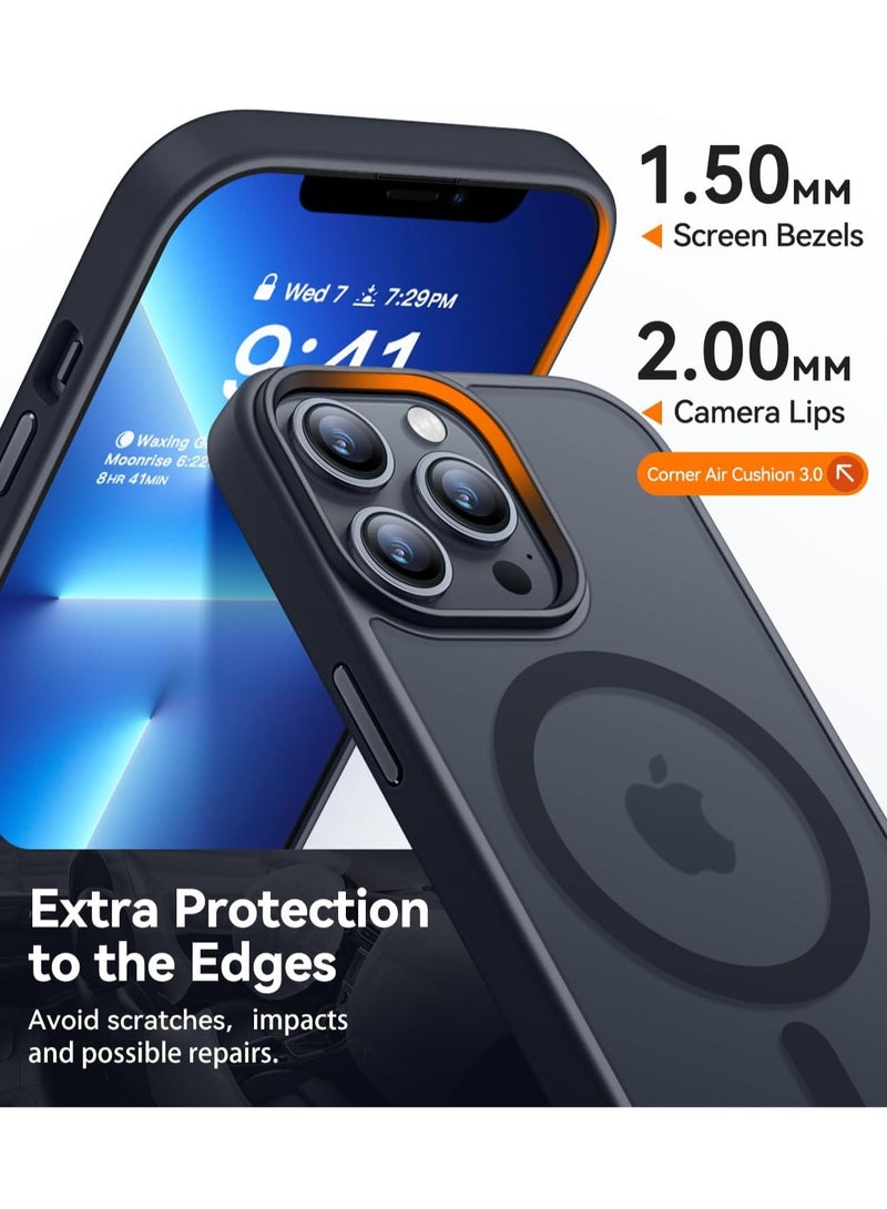 ثسؤشسث غطاء مغناطيسي لهاتف آيفون 13 برو ماكس 6.7 بوصة، متوافق مع MagSafe، غطاء خلفي نحيف شفاف متجمد مقاوم للصدمات أسود - Image 5