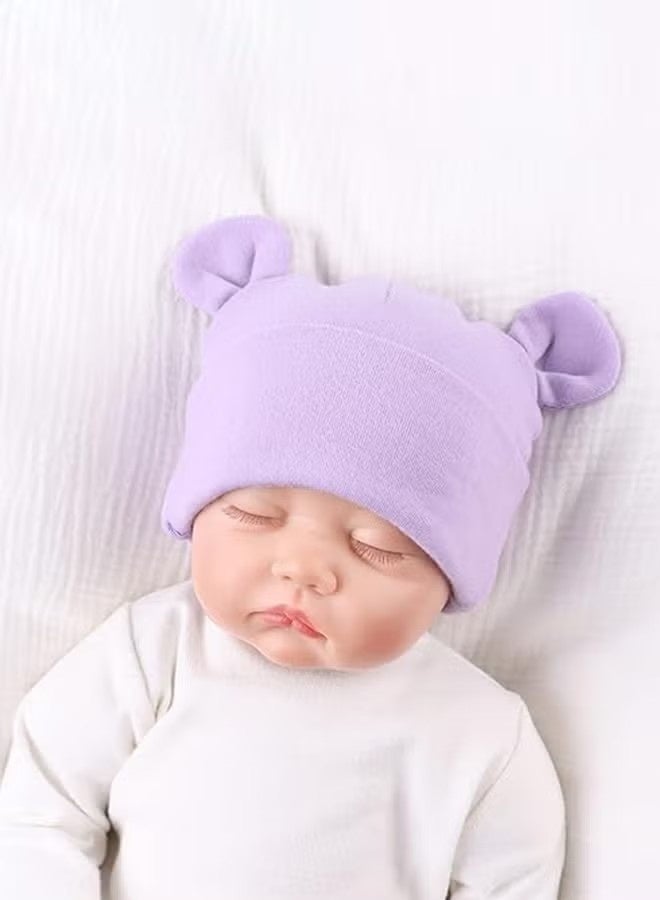 Ailily 3pcs Newborn Baby Girls Hospital Hat Thick Cute Bear Ear Cotton Baby Boy Beanie for 0-6Months - Image 4
