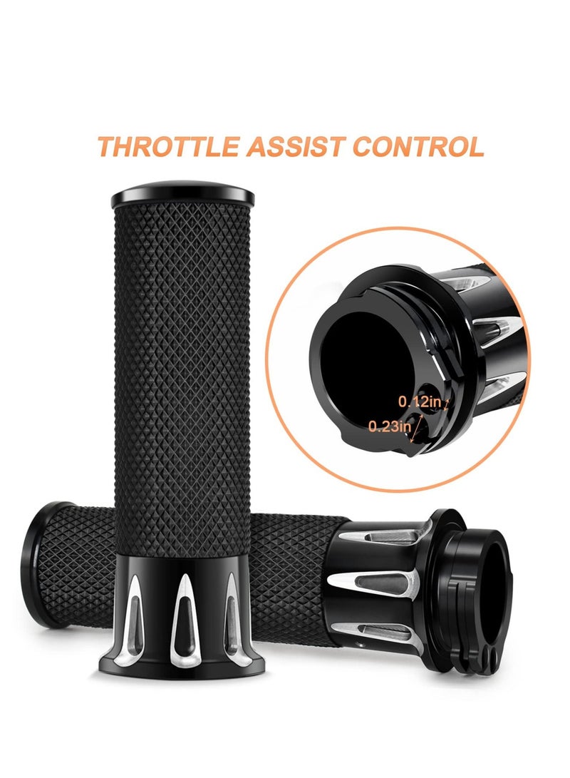 Y&D Universal Motorcycle Handles Grips, 1" Hand Grips Black Chrome Handlebar Compatible with Harley Touring Honda Yamaha Suzuki Kawasaki - Image 4