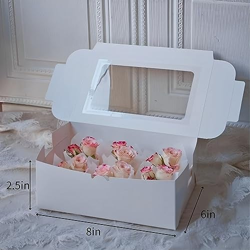 VANKUTL 8x6x2.5In 20pcs White Cookie Boxes with Window, Pastry Boxes for Gift Giving, Treat Boxes for Bread, Donuts, Valentine's Day, Women's Day, Mother's Day, Christmas, and Holiday Gatherings. - Image 2