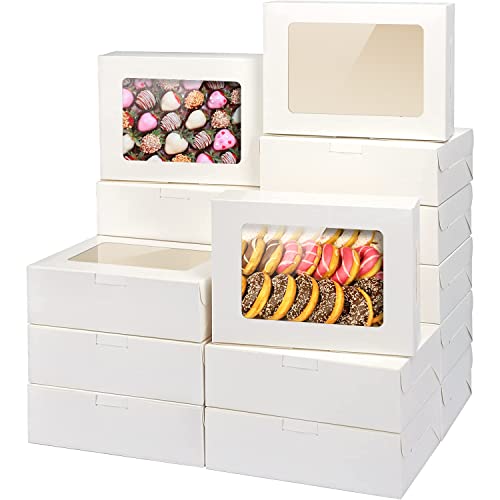 VANKUTL 8x6x2.5In 20pcs White Cookie Boxes with Window, Pastry Boxes for Gift Giving, Treat Boxes for Bread, Donuts, Valentine's Day, Women's Day, Mother's Day, Christmas, and Holiday Gatherings. - Image 1