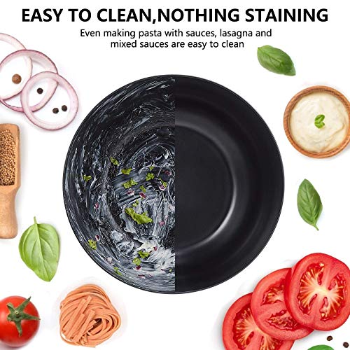 ECOHAGOU 10" Large Salad Serving Bowl with Utensils in Lid, Bamboo Fiber Salad Bowl with Lid, Mixing Bowl with Servers set for Pasta,Fruit,Veggies,Popcorn to Replace Wooden Bowls - Matte Black - Image 5