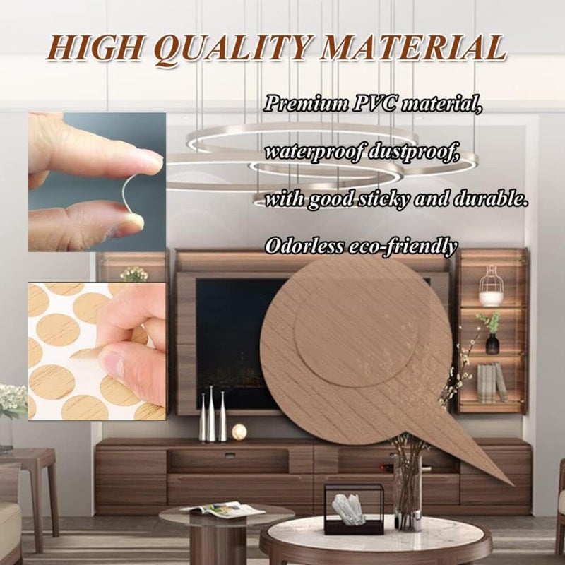 Goodern 378 Pieces Adhesive Screw Stickers,Self Adhesive PVC Cover Caps Screw Hole Stickers Wood Grain Stickers Screw Sealing Stickers 7 Colors Waterproof Wood Textured Cover for Furniture Repairing - Image 5