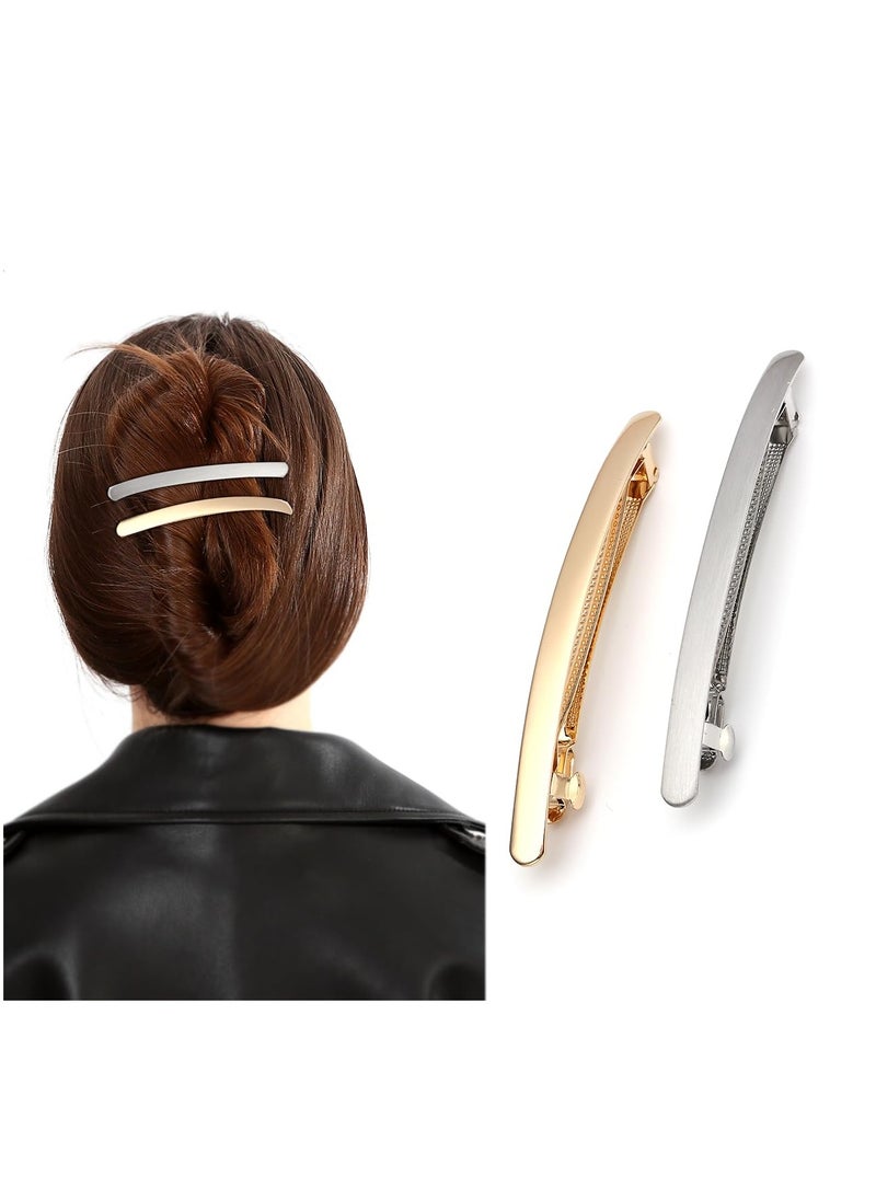 LONEEDY - 2 Pack Durable Large Metal Hair Barrettes Spring Clips for Women Girls,Simple Retro Hair Clips Hair Pins French Clip Barrettes (Spring clip(Style 4)) - Image 1