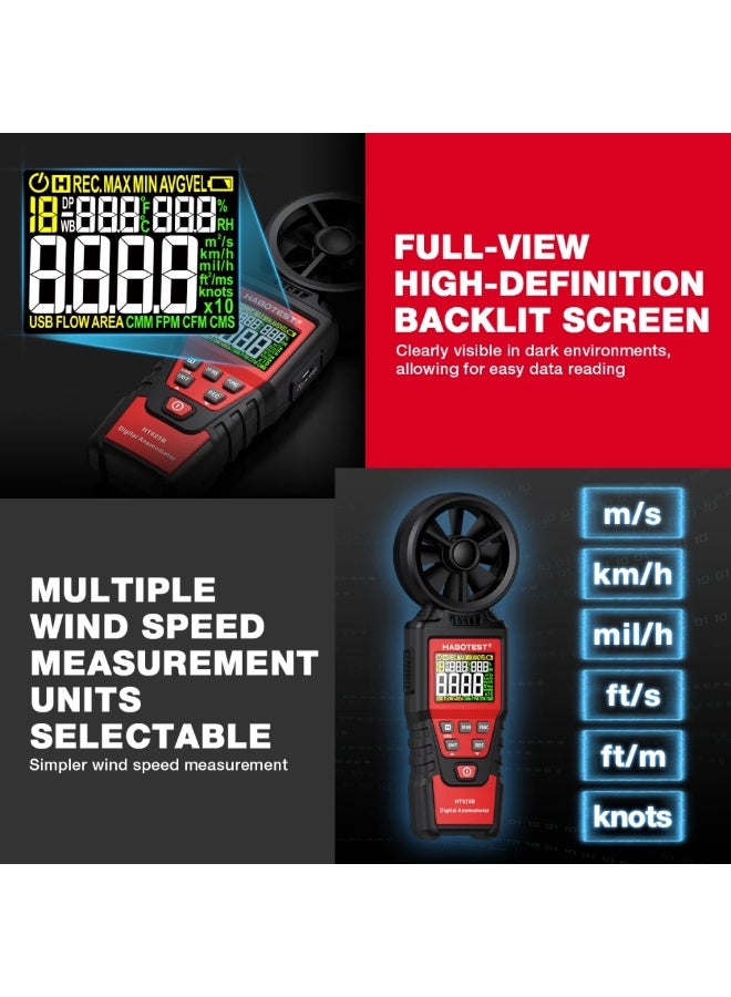 هابوتيست مقياس سرعة الرياح الرقمي المحمول HABOTEST HT625B مع شاشة LCD - Image 4