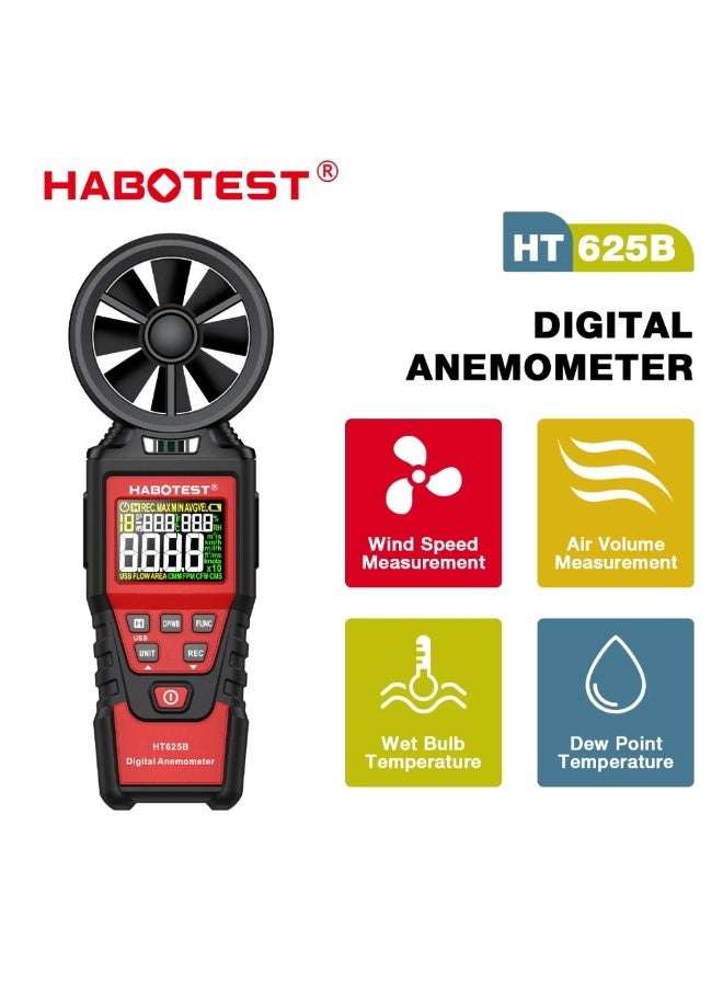 هابوتيست مقياس سرعة الرياح الرقمي المحمول HABOTEST HT625B مع شاشة LCD - Image 1
