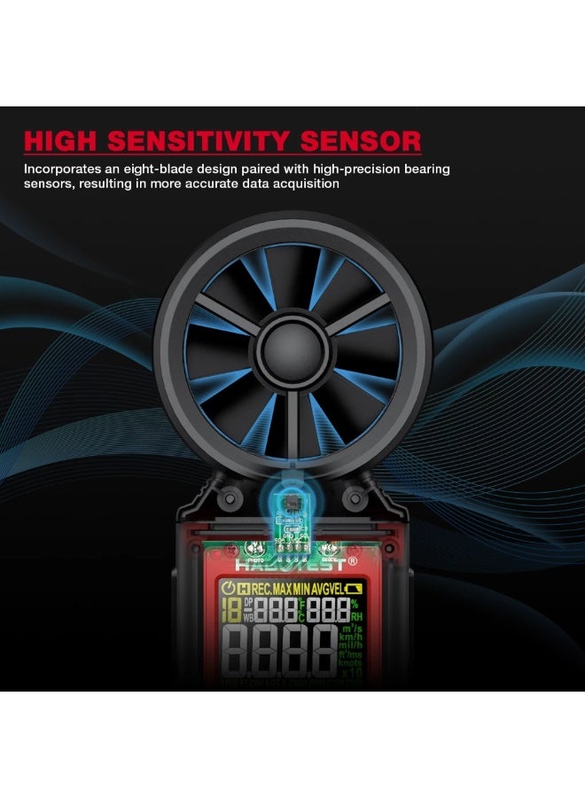 هابوتيست مقياس سرعة الرياح الرقمي المحمول HABOTEST HT625B مع شاشة LCD - Image 3