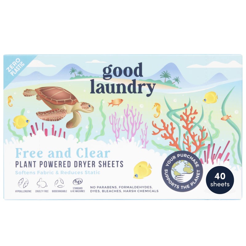 Good Laundry - Unscented Breeze Scented Organic Laundry Dryer Sheets - Natural Non toxic dryer sheets infused with Essential Oils - No Harsh Chemicals, Biodegradable, Hypoallergenic - USA Based - Image 1