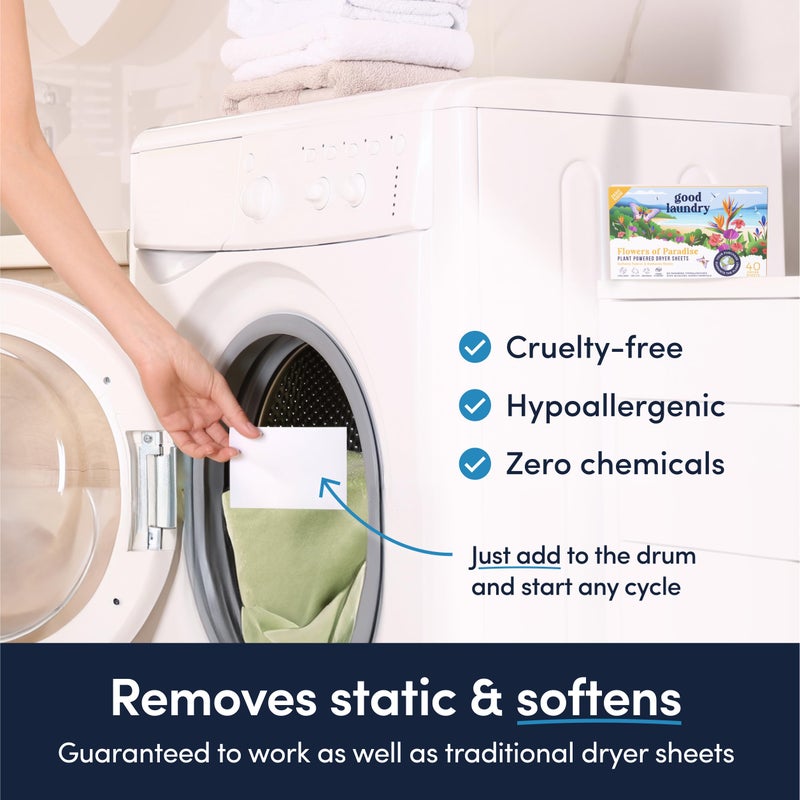 Good Laundry - Unscented Breeze Scented Organic Laundry Dryer Sheets - Natural Non toxic dryer sheets infused with Essential Oils - No Harsh Chemicals, Biodegradable, Hypoallergenic - USA Based - Image 4