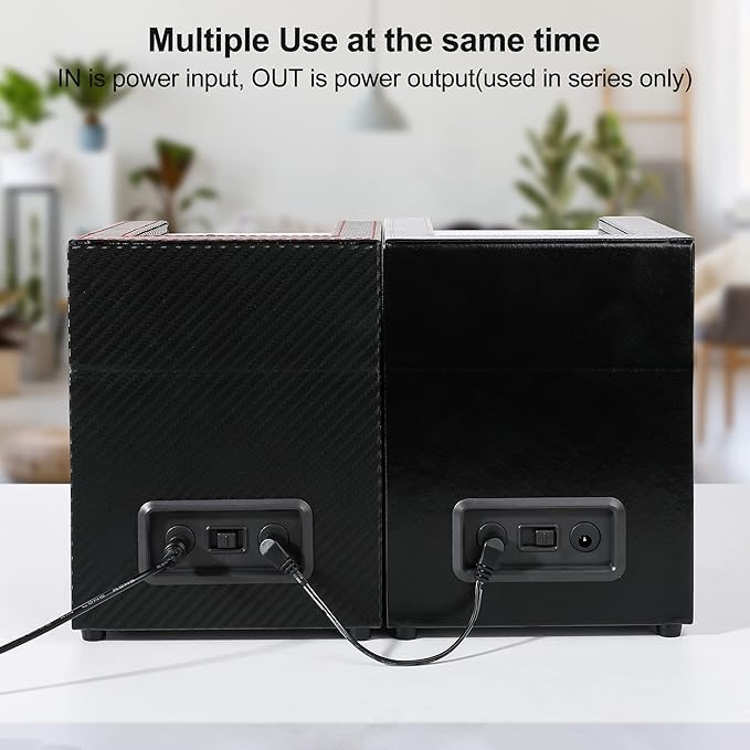 BeQuest: Quest For More Double Automatic Watch Winder Box, Automatic Watch Display Storage Rotation Wristwatch Box with 2 Slots-Black (CARBON) - Image 3