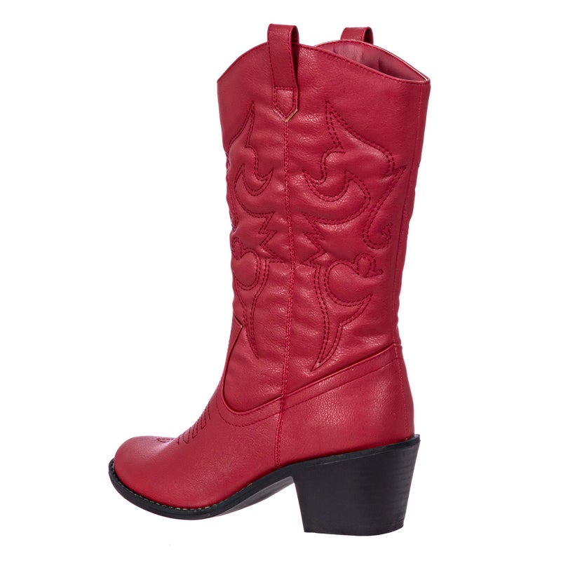 Charles Albert Womens Boot Embroidered Modern Western Cowboy, Red (8) Cowboy_Style_Red_8 - Image 5