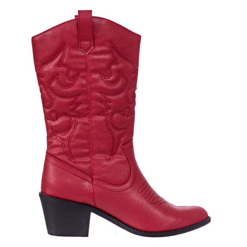 Charles Albert Womens Boot Embroidered Modern Western Cowboy, Red (8) Cowboy_Style_Red_8 - Image 2