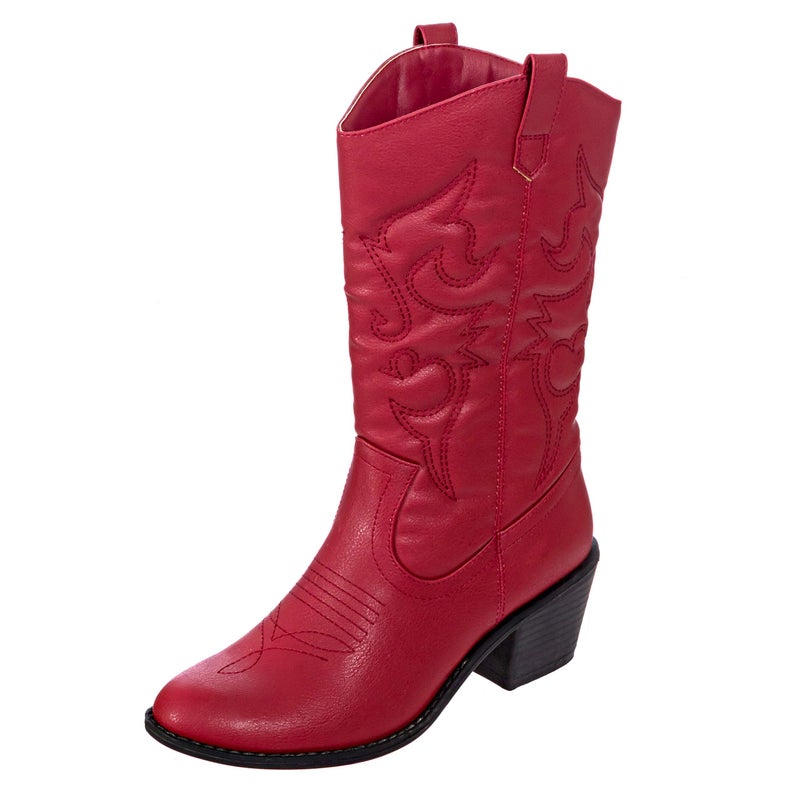 Charles Albert Womens Boot Embroidered Modern Western Cowboy, Red (8) Cowboy_Style_Red_8 - Image 3