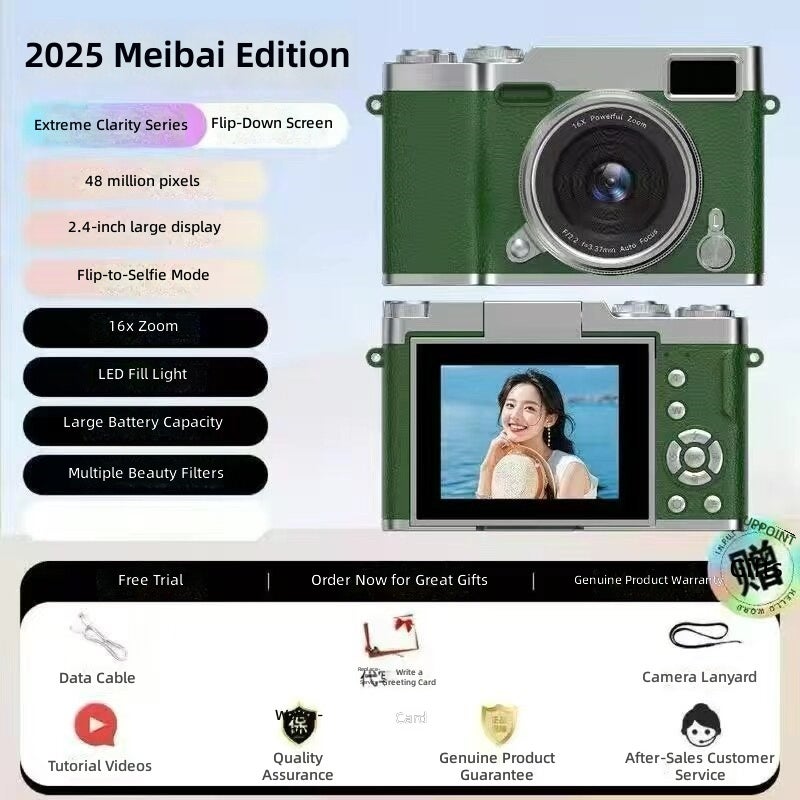 WU Retro HD Dual Lens Digital Camera for Kids - 20MP CCD, 8x Zoom, Instant Photo, Photo Transfer to Phone - Image 1