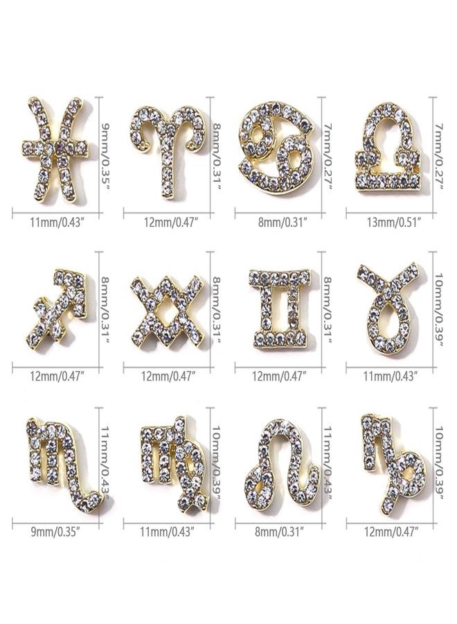 DANNEASY 48pcs 3D Nail Charms for Nail Art, 3D Zodiac Signs Nail Charms, A-Z Letters Nail Charms, 0-9 Number Nail Charms, Zodiac Nail Art Decoration (Gold) - Image 4