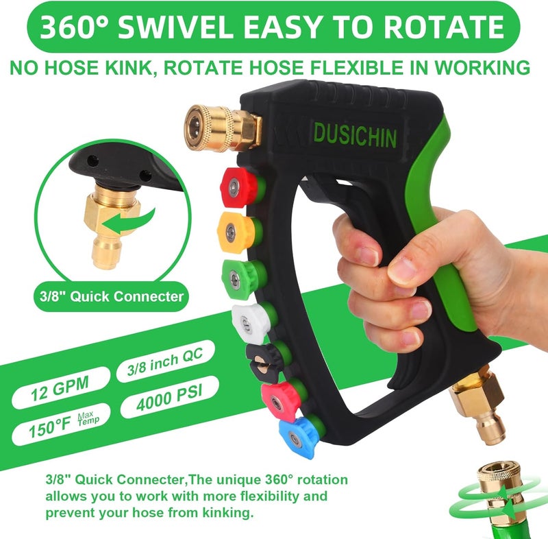 DUSICHIN Foam Cannon Pressure Washer Gun Kit with Double Tip Attachment, Dual-Connector Accessory Soap Cannon,Car Wash Foam Gun Snow Foam Lance 1/4 Inch Quick Connector,7 Sprayer Nozzles DUS2904 - Image 3