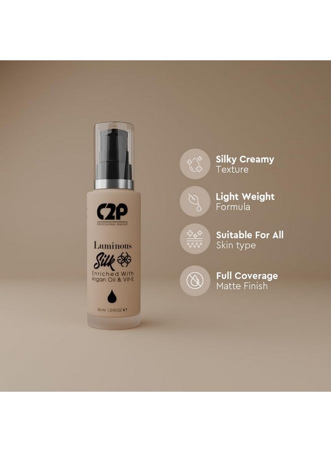 C2P PROFESSIONAL MAKEUP C2P Pro Luminous Silk Liquid Foundation Medium Tan 06 30 Ml Provides Full Coverage & Absorbs Oil Enriched With Argan Oil & Vitamin E Suitable For All Skin Types - Image 3