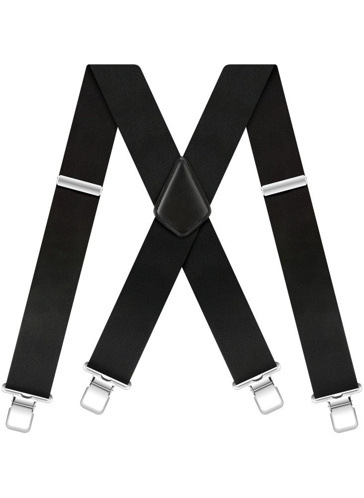 Hiras Mens Straps, Elastic Stretch Suit Pants Straps Pants Clips, X-Shape Braces, Suspenders Non-slip Straps, Clip-on Suspenders for Men - Black  - Image 2