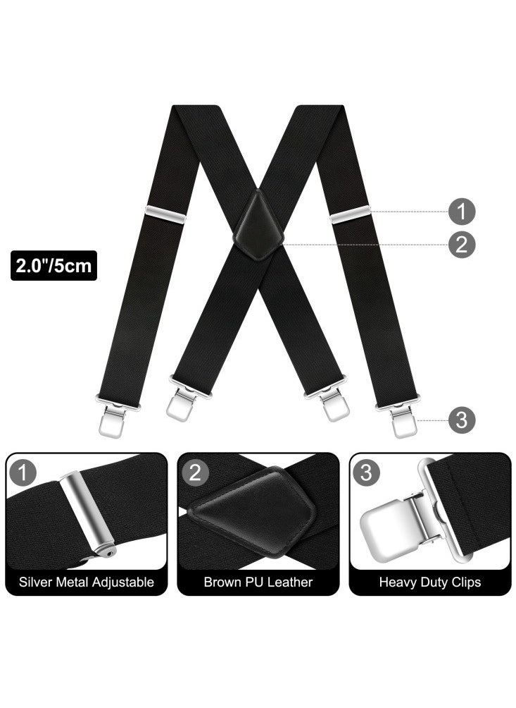 Hiras Mens Straps, Elastic Stretch Suit Pants Straps Pants Clips, X-Shape Braces, Suspenders Non-slip Straps, Clip-on Suspenders for Men - Black  - Image 3