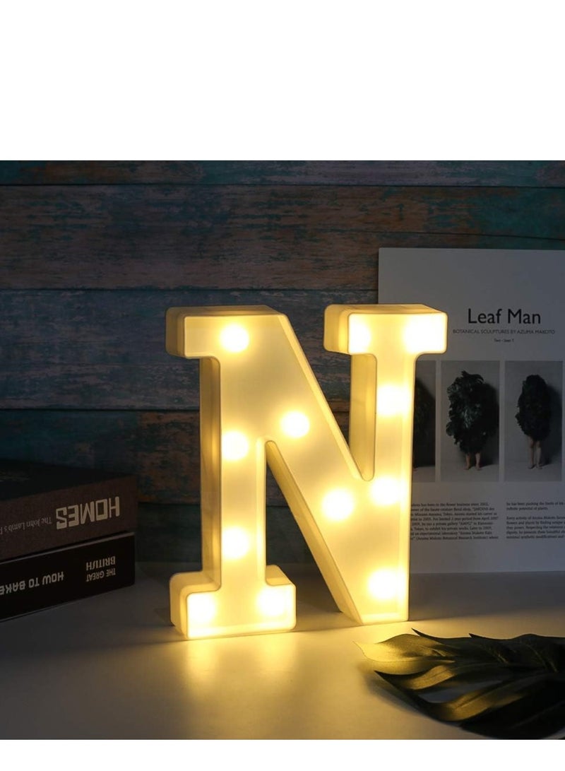 EHOME LED Sign Light Up Letters, N Alphabet Light Up Letters Sign, Battery Powered LED Letter Lights for Night Light, Wedding, Birthday, Party or Home Decor, Warm White - Image 1