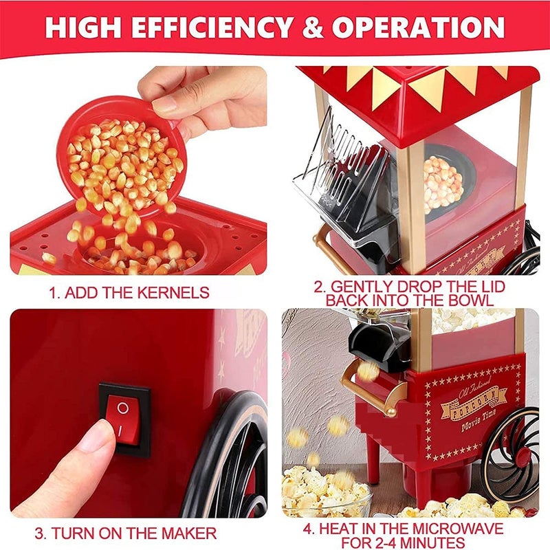 GBEX GBEX Popcorn Machine Big Vintage Collection and Electric Popcorn Maker Making Machine Stylish Design Automatic Popcorn Machine Household Electric Instant Popcorn Maker Stylish Design  - Image 4