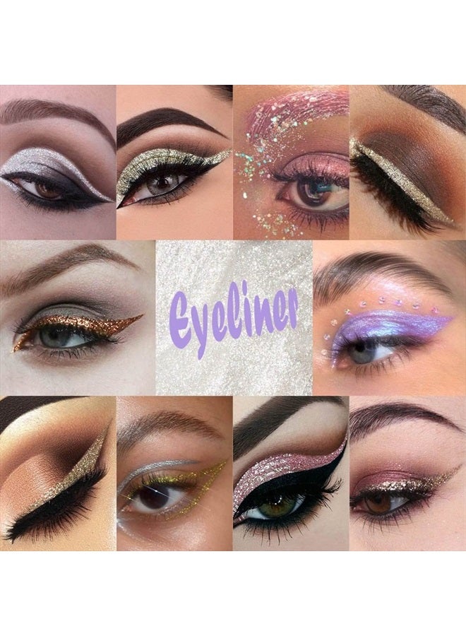 SUAKE 10 قطع من قلم تحديد العيون السائل اللامع المقاوم للماء مجموعة ظلال العيون اللامعة. ظلال عيون احترافية تدوم طويلاً للعيون. مجموعة من 10 أقلام تحديد العيون السائلة الملونة. - Image 5