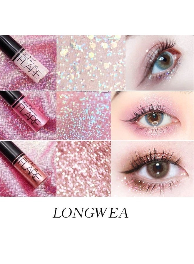 SUAKE 10 قطع من قلم تحديد العيون السائل اللامع المقاوم للماء مجموعة ظلال العيون اللامعة. ظلال عيون احترافية تدوم طويلاً للعيون. مجموعة من 10 أقلام تحديد العيون السائلة الملونة. - Image 3