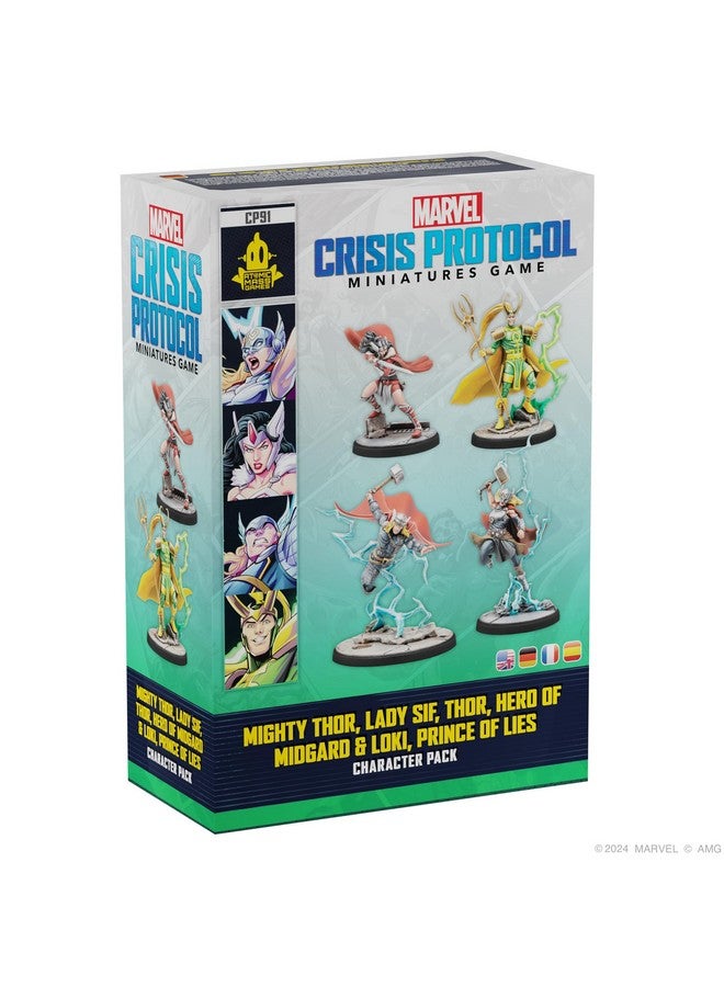 Atomic Mass Games Marvel: Crisis Protocol Mighty Thor, Lady SIF, Thor, Hero of Midgard, and Loki, Prince of Lies Character Pack, Tabletop Superhero Game, Ages 14+, 2 Players, 90 Min Playtime, Made - Image 1