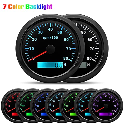 ARTILAURA 6 Gauge Set-GPS Speedometer, Tachometer, Fuel Level, Water Temperature, Oil Pressure, Voltage 7 Color Backlight Boat Gauges Set Marine Car (All Black) - Image 4