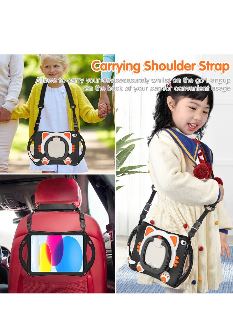 GULFLINK Cute Cat Kids Case with 360° Rotating Handle for iPad 10th 10.9 inch 2022（A2757/A2777）Black - Image 5