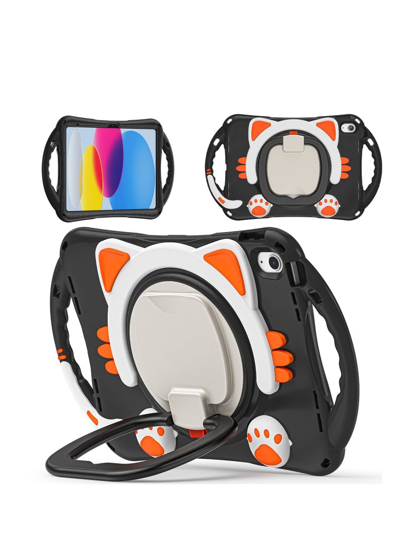 GULFLINK Cute Cat Kids Case with 360° Rotating Handle for iPad 10th 10.9 inch 2022（A2757/A2777）Black - Image 1