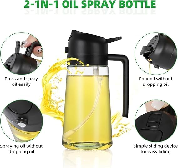 NIV Creation 500 ML Oil Dispenser Mist Spray Bottle Leakproof Seasoning Bottle Cooking Oil Container Kitchen Oil Bottle for Cooking Baking BBQ Air Fryer Salad Frying Baking - Image 2