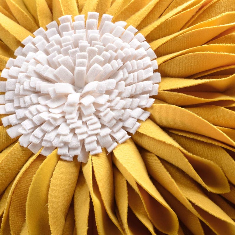 OiseauVoler 3D Sunflower Handmade Throw Pillow Covers Decorative Pillowcases for Home Couch Bed Living Room Decor Yellow 18x18 Inch - Image 3