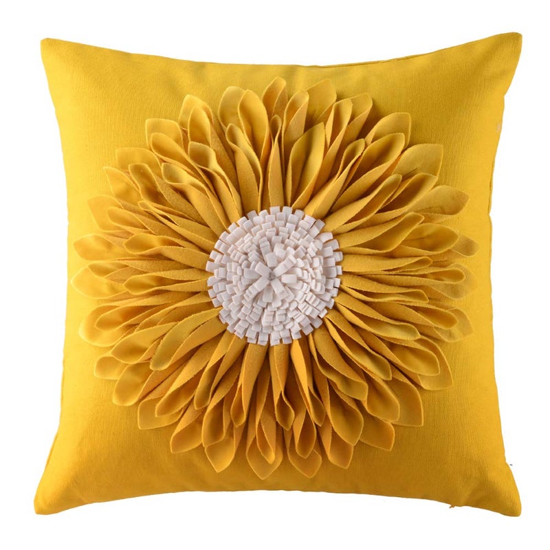 OiseauVoler 3D Sunflower Handmade Throw Pillow Covers Decorative Pillowcases for Home Couch Bed Living Room Decor Yellow 18x18 Inch - Image 1