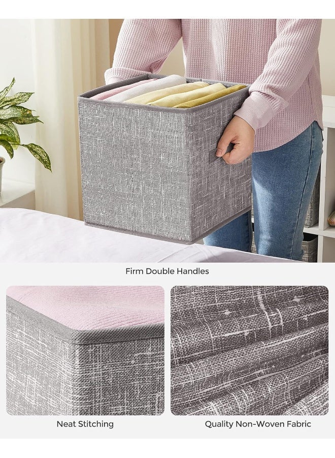 SONGMICS Storage Cubes, 11-Inch Non-Woven Fabric Bins with Double Handles, Set of 6, Closet Organizers for Shelves, Foldable, for Clothes, Taupe - Image 4