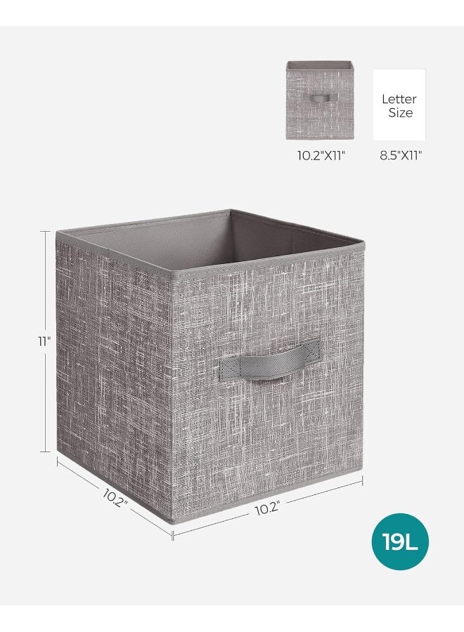 SONGMICS Storage Cubes, 11-Inch Non-Woven Fabric Bins with Double Handles, Set of 6, Closet Organizers for Shelves, Foldable, for Clothes, Taupe - Image 3