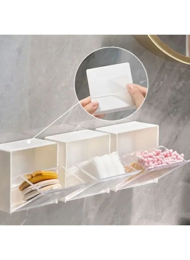 White Wall Mounted Storage Box For Bathroom Cosmetics Jewelry Organizer - Image 2