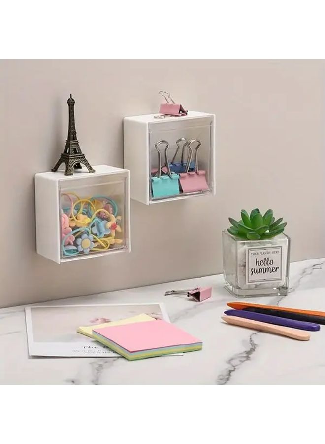White Wall Mounted Storage Box For Bathroom Cosmetics Jewelry Organizer - Image 1