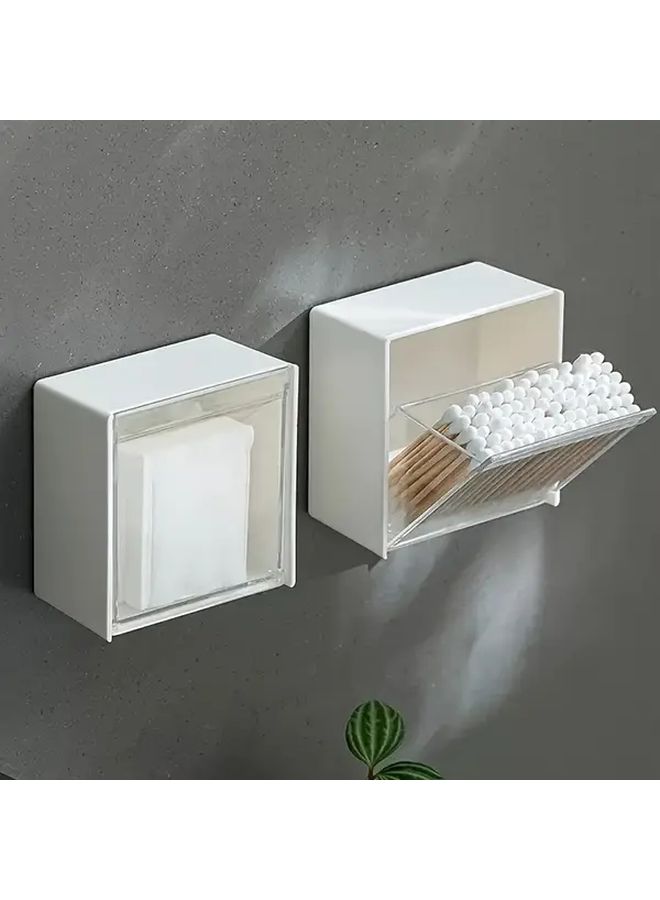 White Wall Mounted Storage Box For Bathroom Cosmetics Jewelry Organizer - Image 4