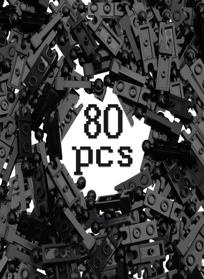 Tydlig Ball Joints Building Bricks 80 Pack, 1x2 Plates with 5.9mm Cup & Towball, Compatible with lego Ball Joints and Major Brick Brands (Not Affiliated with LEGO®) (Black) - Image 2