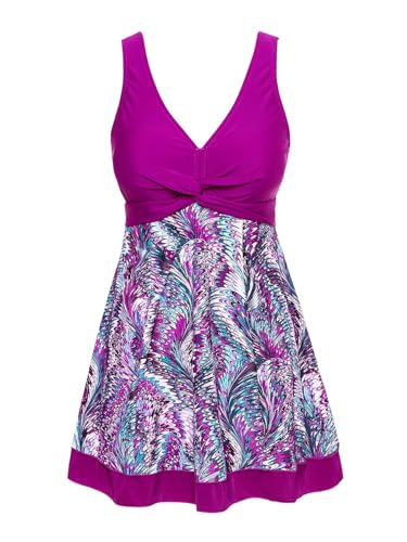 MiYang Women's Shaping Body Swimsuit One-Piece Swimwear Spa Suit Size tag 4XL/US size XL,Purple - Image 1