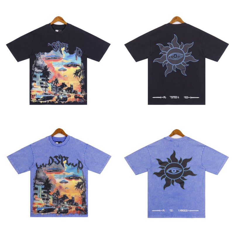 Washed Short-Sleeved Godspeed Motorcycle Style T-Shirt Car Print Summer Men'S Round Neck T-Shirt Trendy - Image 2
